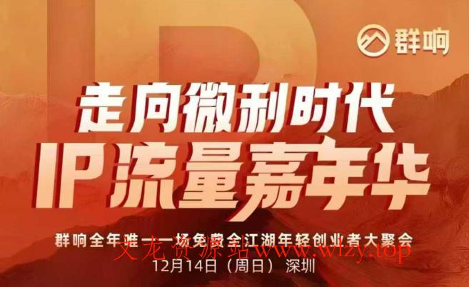2025ip嘉年华万人12月14深圳线下课,走向微利时代,IP流量嘉年华,实操性极强的商业干货课-文龙资源站