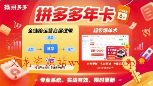 拼多多年卡，拼多多全链路运营底层逻辑，超级爆单术【更新10月】-文龙资源站