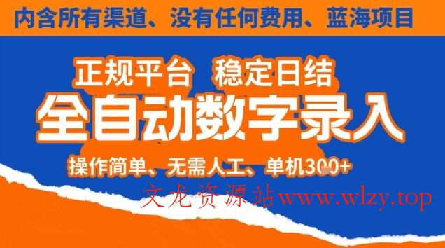 全自动数字录入,单机日入3张+,内含所有渠道全程免费零成本,操作简单可矩阵开干【揭秘】