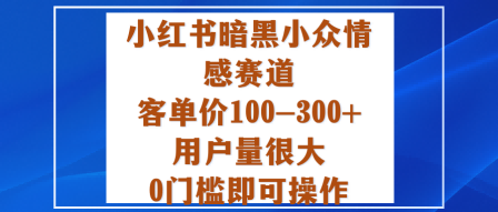 小红书暗黑小众情感赛道，客单价100-300+用户量很大，0门槛即可操作-文龙资源站