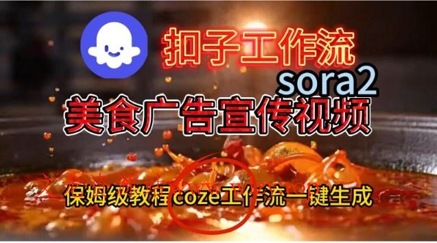 Coze扣子工作流一键生成Sora2美食户告宣传视频,保姆级搭建教程-文龙资源站