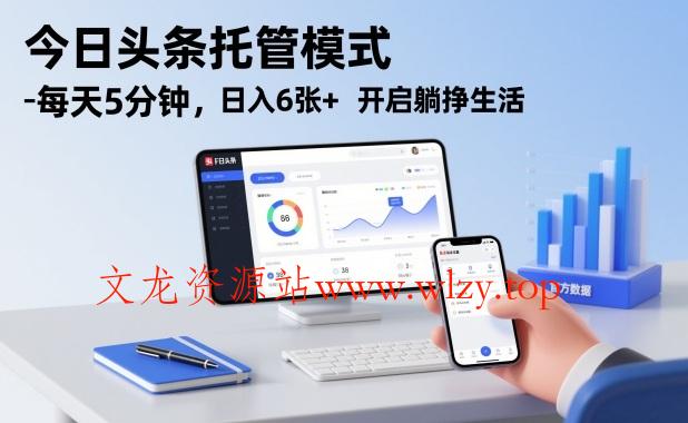 今日头条托管模式，每天5分钟，日入6张+，开启躺挣生活【揭秘】-文龙资源站