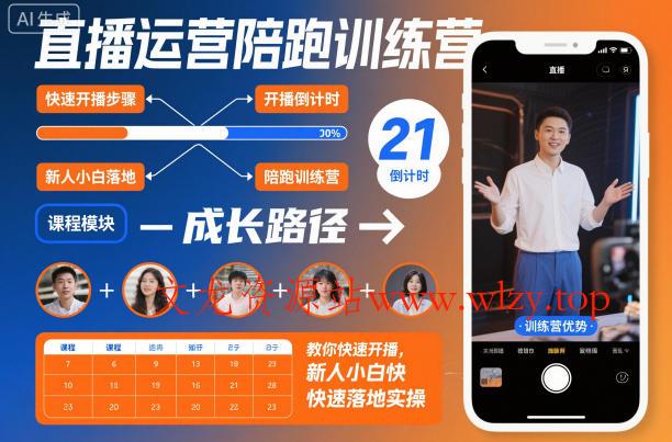 直播运营陪跑训练营,教你快速开播,新人小白快速落地实操-文龙资源站