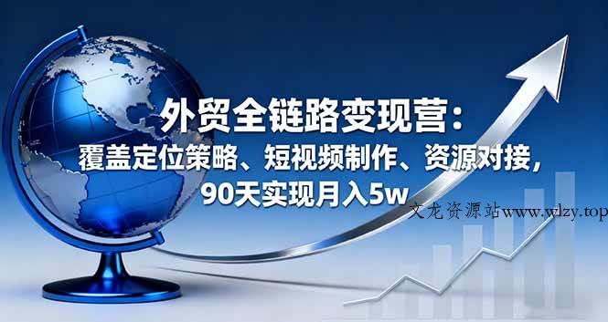 （16173期）外贸全链路变现营：覆盖定位策略、短视频制作、资源对接，90天实现月入5w-文龙资源站