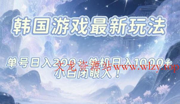 韩国游戏最新玩法，单号收益200+，单机收益1k+，小白闭眼入【揭秘】-文龙资源站