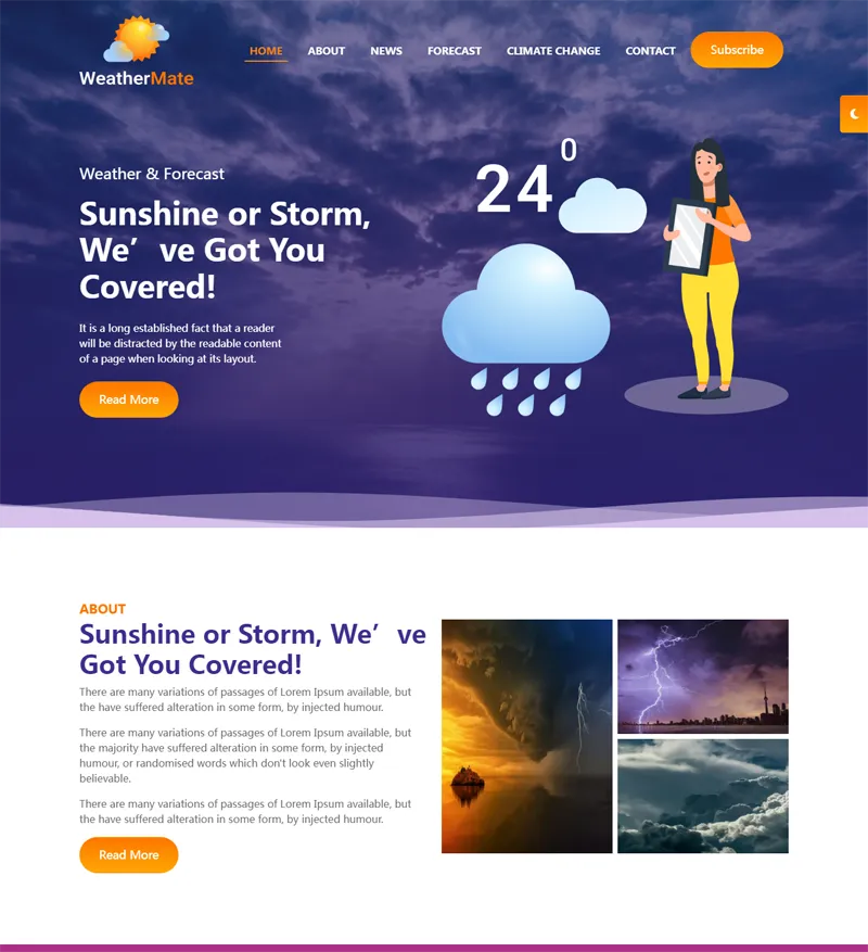 HTML响应式天气预报网站源码-文龙资源站