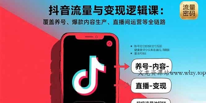 （15824期）抖音流量与变现逻辑课：覆盖养号、爆款内容生产、直播间运营等全链路-文龙资源站