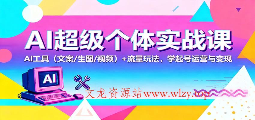AI超级个体实战课：AI 工具(文案/生图/视频)+ 流量玩法，学起号运营与变现-文龙资源站