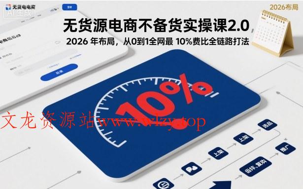 无货源电商不备货实操课2.0,2026年布局,从0到1全网最低10%费比全链路打法【更新】