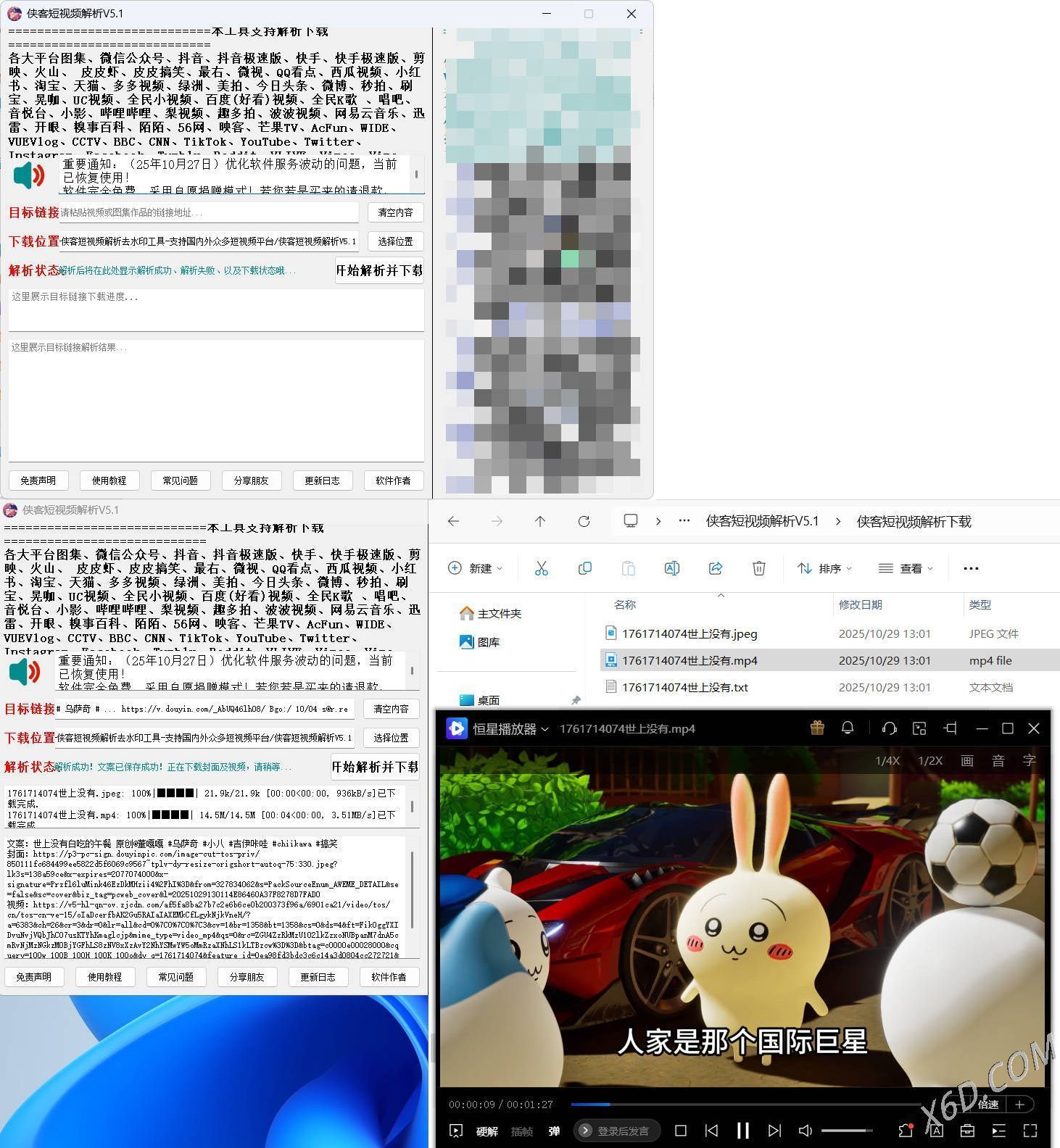 侠客多平台短视频解析去水印工具 V5.1-文龙资源站