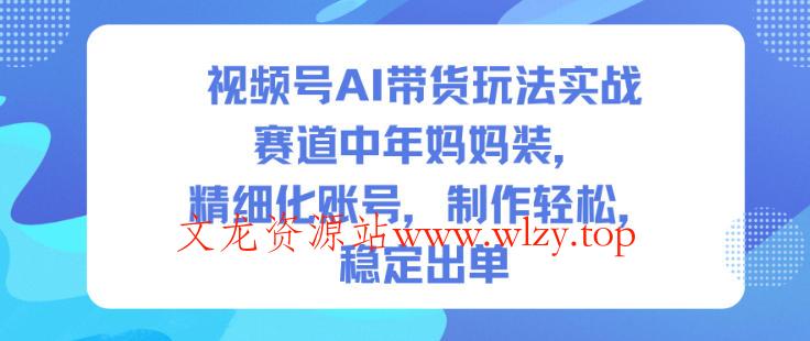 视频号AI带货玩法实战,赛道中年妈妈装,精细化账号,制作轻松,稳定出单