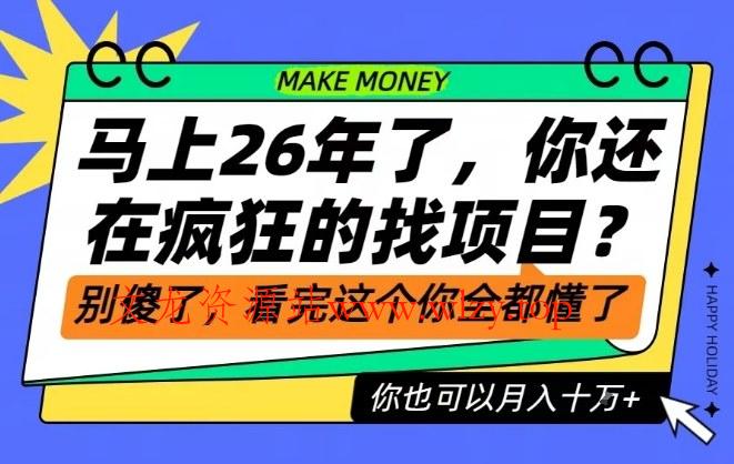 26年了，不要再疯狂的找项目了，看完这个你也可以月入十个W【揭秘】-文龙资源站