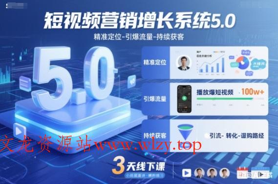 短视频营销增长系统5.0，精准定位-引爆流量-持续获客，3天线下课(音频+图片)-文龙资源站