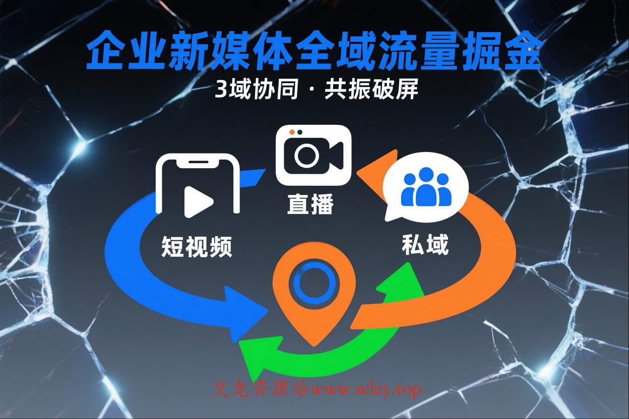 短视频全域商业模式,企业新媒体全域流量掘金,3域协同,共振破屏,短视频-直播-私域-地域