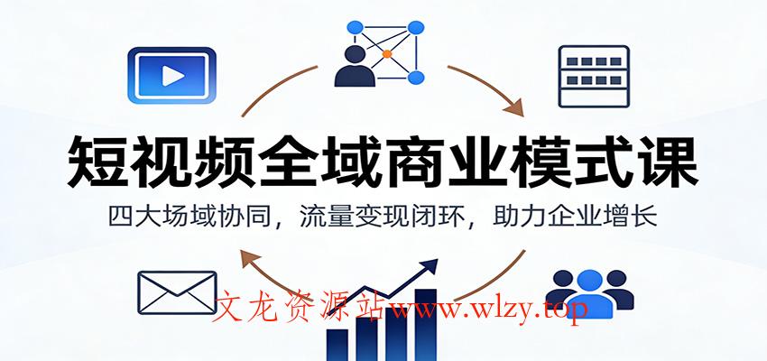 短视频全域商业模式课：四大场域协同，流量变现闭环，助力企业增长-文龙资源站