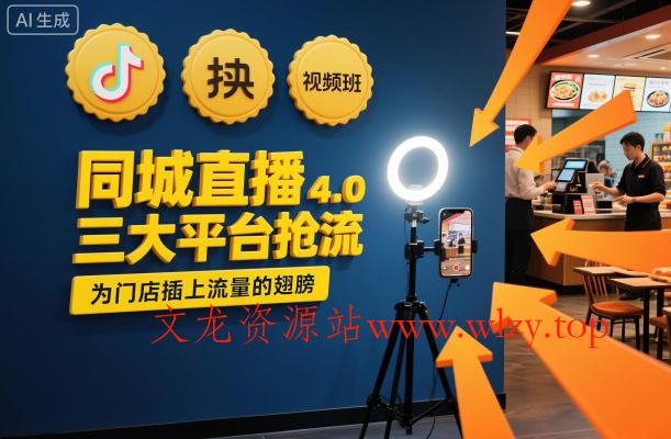 同城直播实操班4.0，三大平台抢流，为门店插上流量的翅膀-文龙资源站