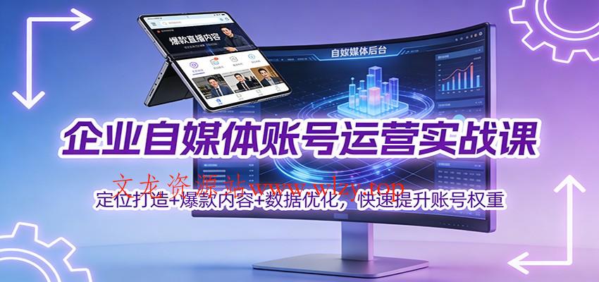 企业自媒体账号运营实战课:定位打造+ 爆款内容+数据优化,快速提升账号权重-文龙资源站