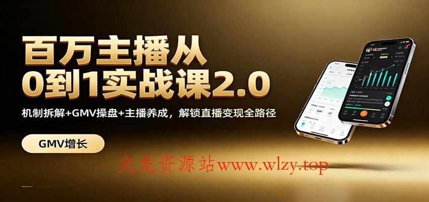 百万主播从0到1实战课2.0：机制拆解+GMV操盘+主播养成，解锁直播变现全路径-文龙资源站