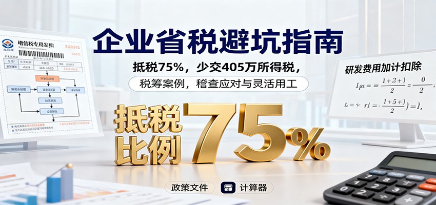 企业省税避坑指南：抵税75%，少交405万所得税，税筹案例，稽查应对与灵活用工-文龙资源站