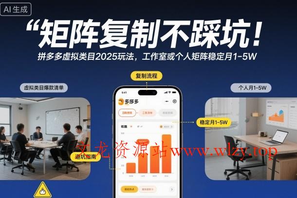 矩阵复制不踩坑!拼多多虚拟类目2025玩法,工作室或者个人矩阵稳定月1-5W【揭秘】-文龙资源站