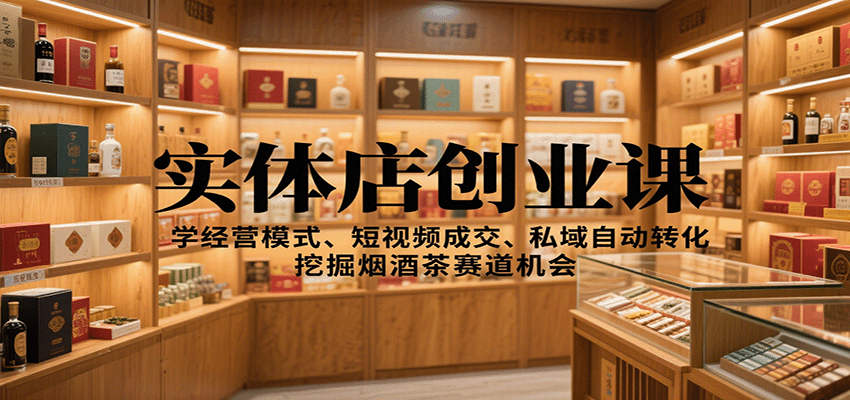 实体店创业课:学经营模式、短视频成交、私域自动转化,挖掘烟酒茶赛道机会-文龙资源站