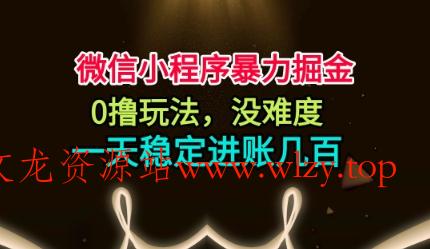 微信小程序暴力掘金，0撸玩法，没难度，一天稳定进账几张【揭秘】-文龙资源站