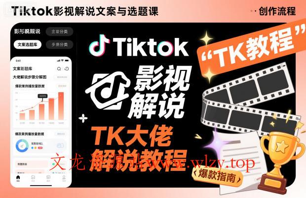 Tiktok影视解说文案与选题课，TK大佬影视解说教程-文龙资源站