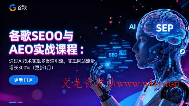 谷歌SEO与AEO实战课程：通过AI技术实现多渠道引流，实现网站流量增长300%-文龙资源站