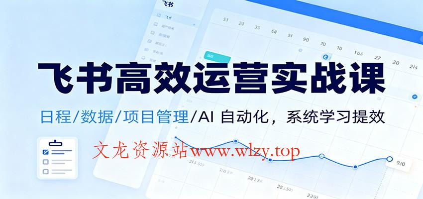 飞书高效运营实战课：日程/数据/项目管理/AI 自动化，系统学习提效-文龙资源站
