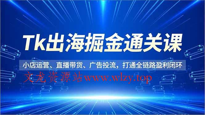 Tk出海掘金通关课，小店运营、直播带货、广告投流，打通全链路盈利闭环-文龙资源站