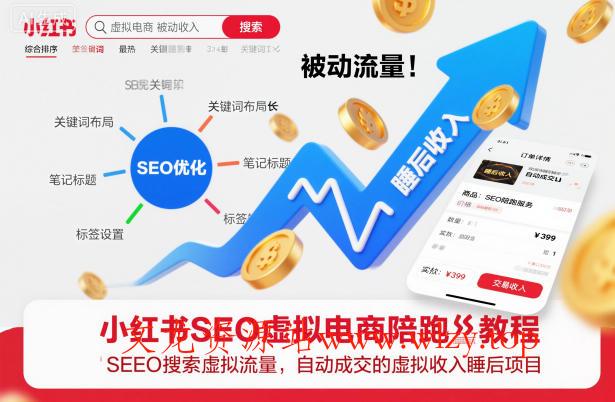 小红书SEO虚拟电商陪跑教程,实现seo搜索被动流量,自动成交的被动收入睡后项目
