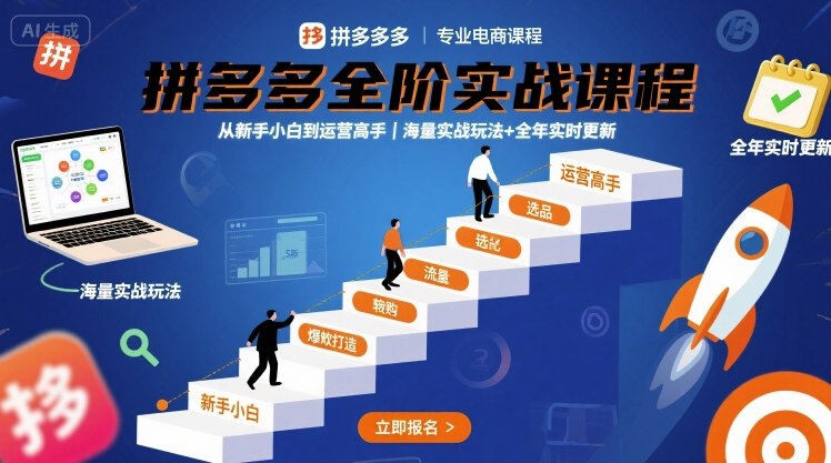 拼多多全阶实战课程,从新手小白到运营高手,海量实战玩法+全年实时更新【2025年10月更新】-文龙资源站