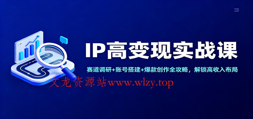 IP高变现实战课：赛道调研+账号搭建+爆款创作全攻略，解锁高收入布局-文龙资源站