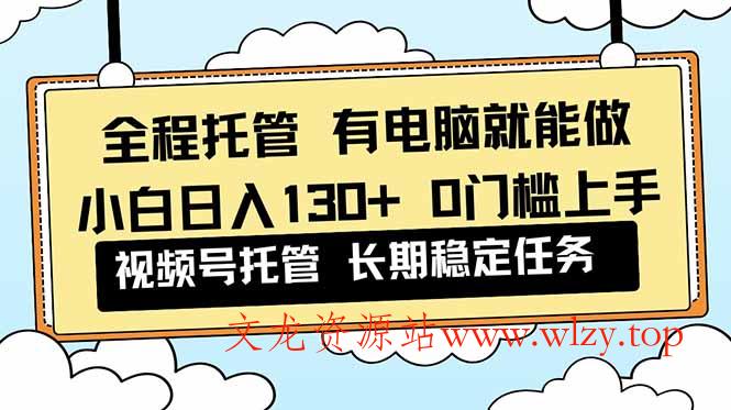 全程托管 解放双手，小白日入130+，视频号 0门槛上手实操-文龙资源站