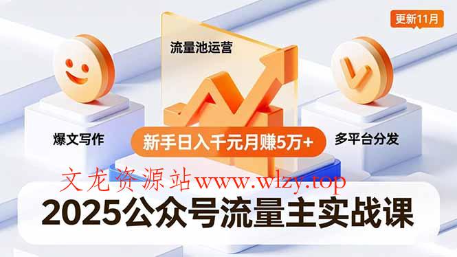 2025公众号流量主实战课，爆文写作、流量池运营、多平台分发，新手日入千元月赚5万+更新11月-文龙资源站