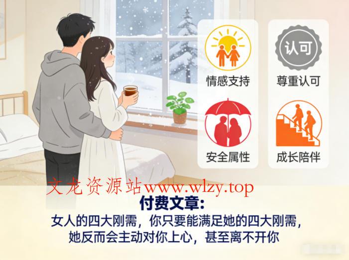 付费文章：女人的四大刚需，你只要能满足她的四大刚需，她反而会主动对你上心，甚至离不开你-文龙资源站