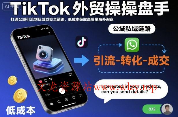 TikTok外贸操盘手，打通公域引流到私域成交全链路，低成本获取高质量海外询盘-文龙资源站