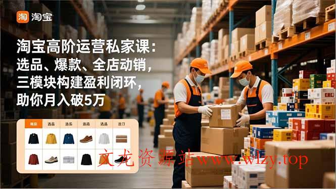 淘宝高阶运营私家课：选品、爆款、全店动销，三模块构建盈利闭环，助你月入破5万(更新12月-文龙资源站