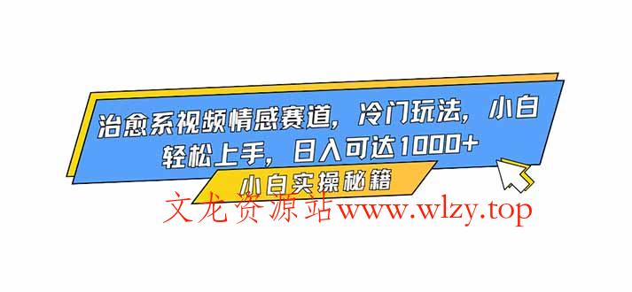 治愈系视频情感赛道，冷门玩法，小白轻松上手，日入可达1000+-文龙资源站