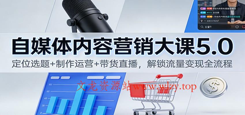 自媒体内容营销大课5.0：定位选题+制作运营+带货直播，解锁流量变现全流程-文龙资源站