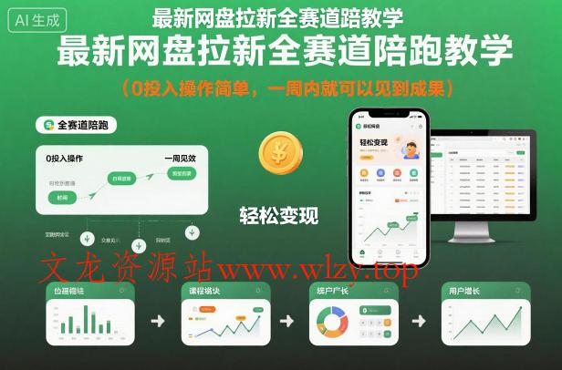 最新网盘拉新全赛道陪跑教学，0投入操作简单，一周内就可以见到成果-文龙资源站