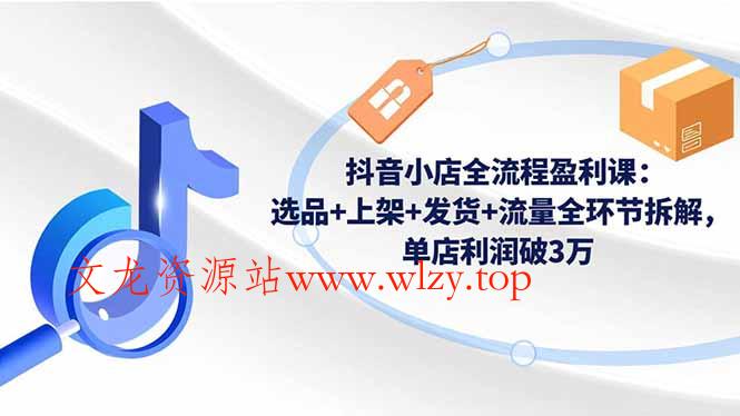 抖音小店全流程盈利课：选品+上架+发货+流量全环节拆解，单店利润破3万-文龙资源站