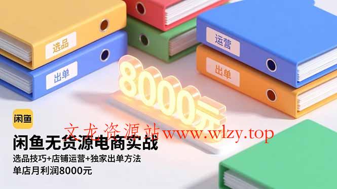 闲鱼无货源电商实战,选品技巧+店铺运营+独家出单方法,单店月利润8000元-文龙资源站