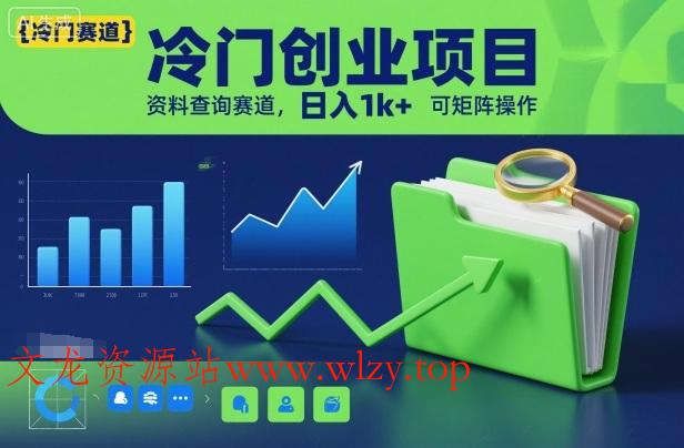 冷门创业项目，资料查询赛道，日入1k+，可矩阵操作-文龙资源站