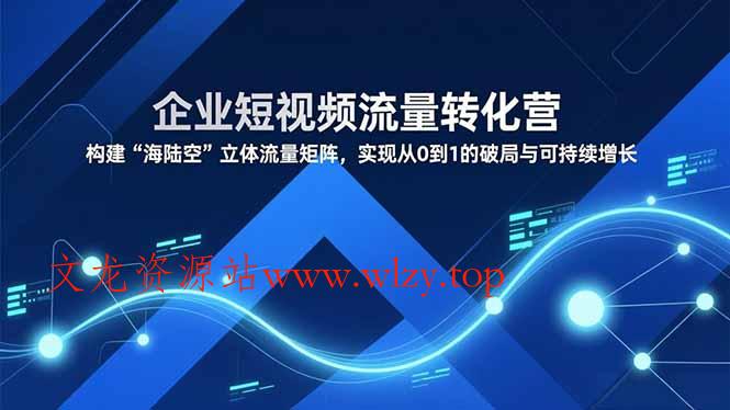 企业短视频流量转化营，构建“海陆空”立体流量矩阵，实现从0到1的破局与可持续增长-文龙资源站