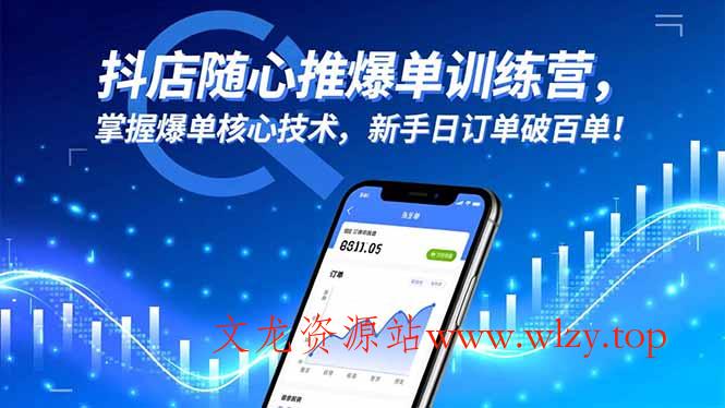 抖店随心推爆单训练营,掌握爆单核心技术,新手日订单破百单!-文龙资源站