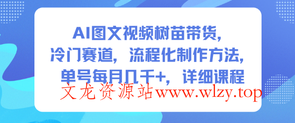 AI图文视频树苗带货,冷门赛道,流程化制作方法,单号每月几K,详细课程
