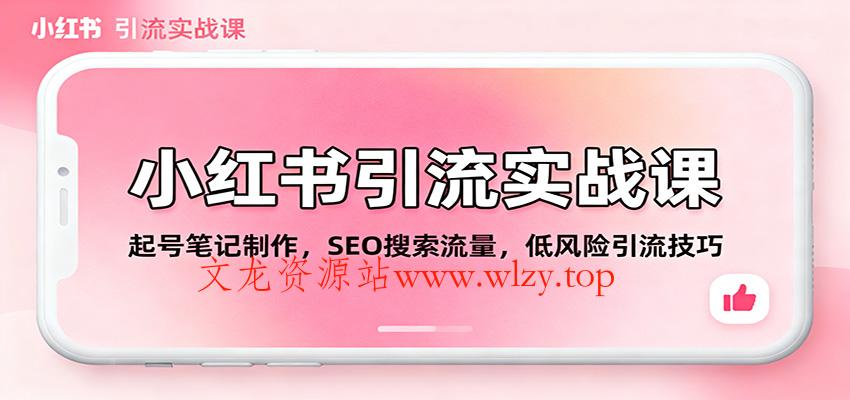小红书引流实战课：起号笔记制作，SEO搜索流量，低风险引流技巧-文龙资源站