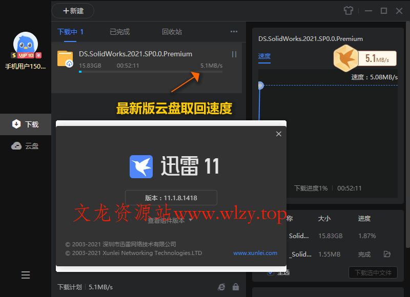 迅雷11 v12.4.1.3670绿色精简版-文龙资源站