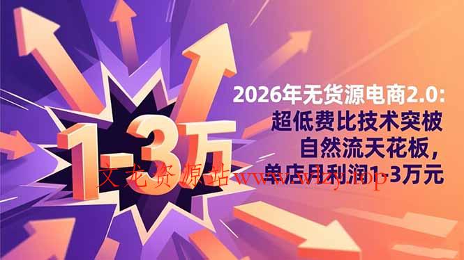 2026年无货源电商2.0:超低费比技术突破自然流天花板,单店月利润1-3万元-文龙资源站